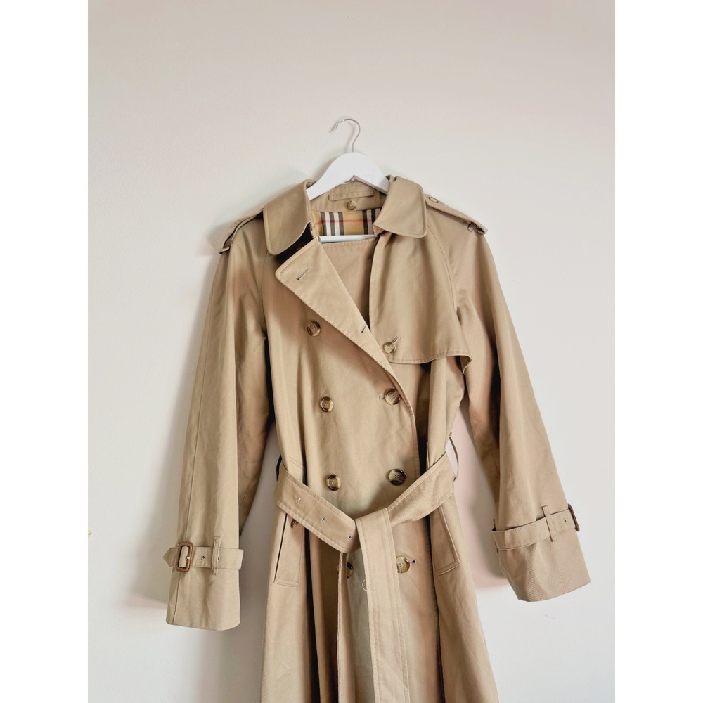 Burberry London Women's Heritage Trench Coat Nova Check Belted Beige Size 8 - Picture 4 of 16
